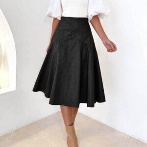 Simon Chang Midi Leng Black Full Skirt sz 12